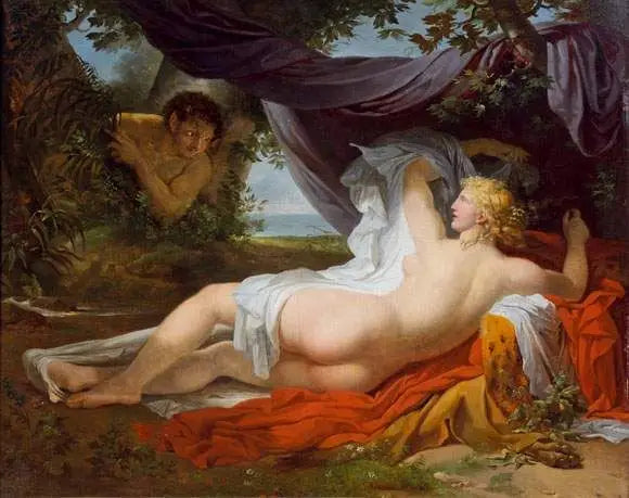 Eine Bacchantin erweckt durch einen jungen Faun - Charles Meynier