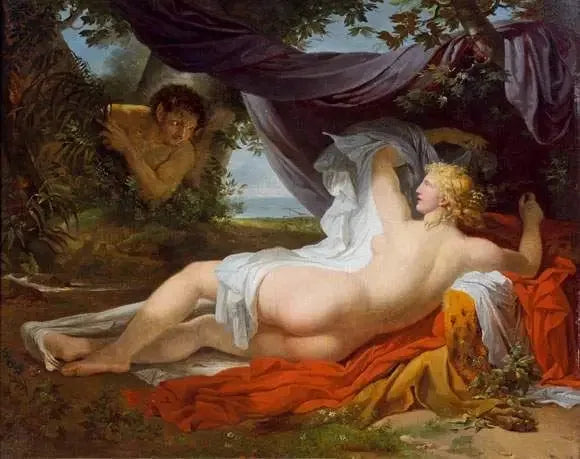 Eine Bacchantin erweckt durch einen jungen Faun - Charles Meynier