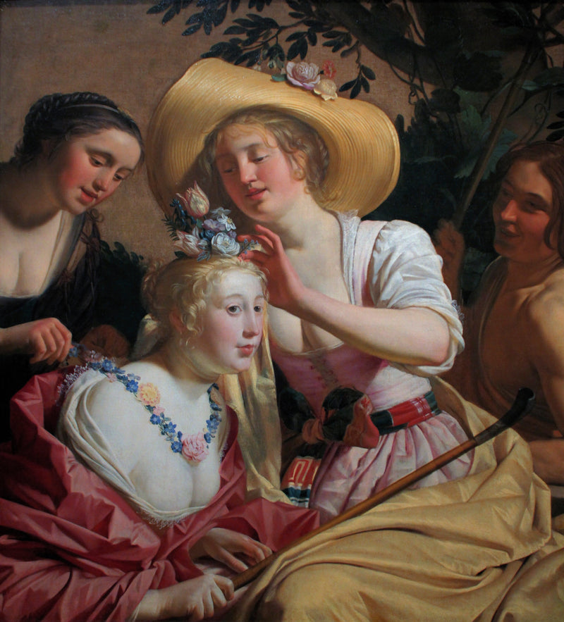 Eine Sitzende mit Blumen geschmückte - Gerrit van Honthorst