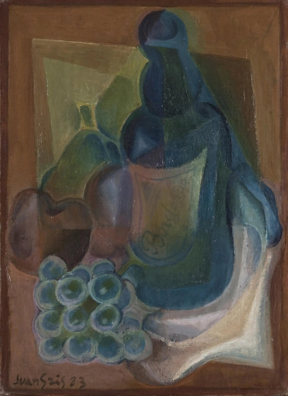 Une bouteille et des fruits - Juan Gris image 1 copie de tableau peinte à la main
