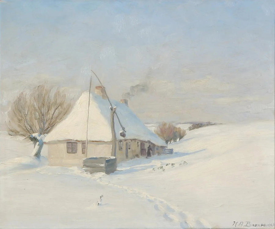 Eine klare Wintertag. Hørby Mark auf Fünen. - H. A. Brendekilde