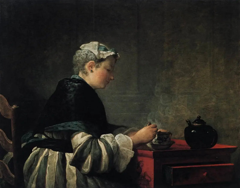 Eine Dame beim Teetrinken - Jean Siméon Chardin
