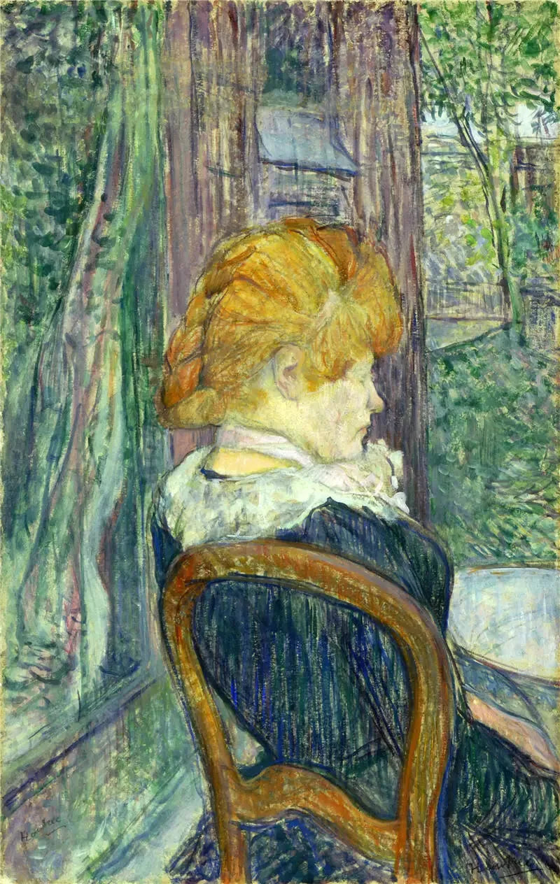 Eine Frau sitzt in einem Garten - Henri de Toulouse-Lautrec