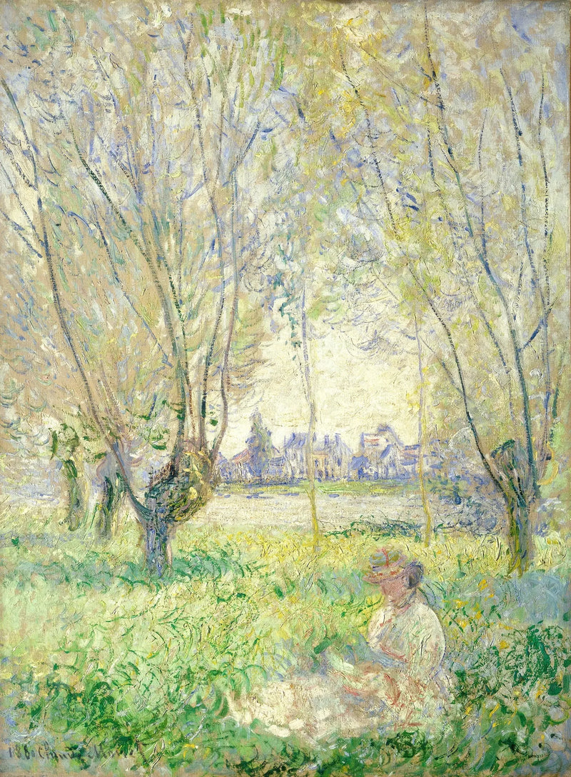 Eine Frau sitzt unter den Weiden - Claude Monet