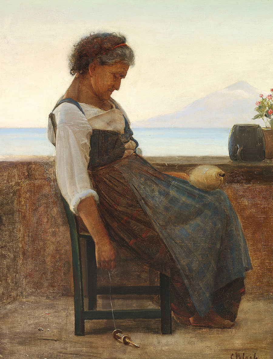 Eine italienische Frau macht ein Nickerchen. - Carl Heinrich Bloch