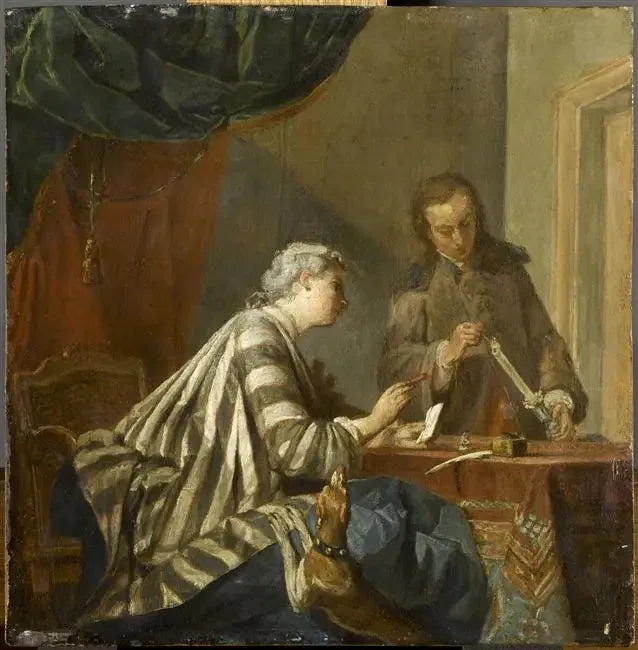 Eine beschäftigte Frau beim Kauf eines Briefes - Jean Siméon Chardin
