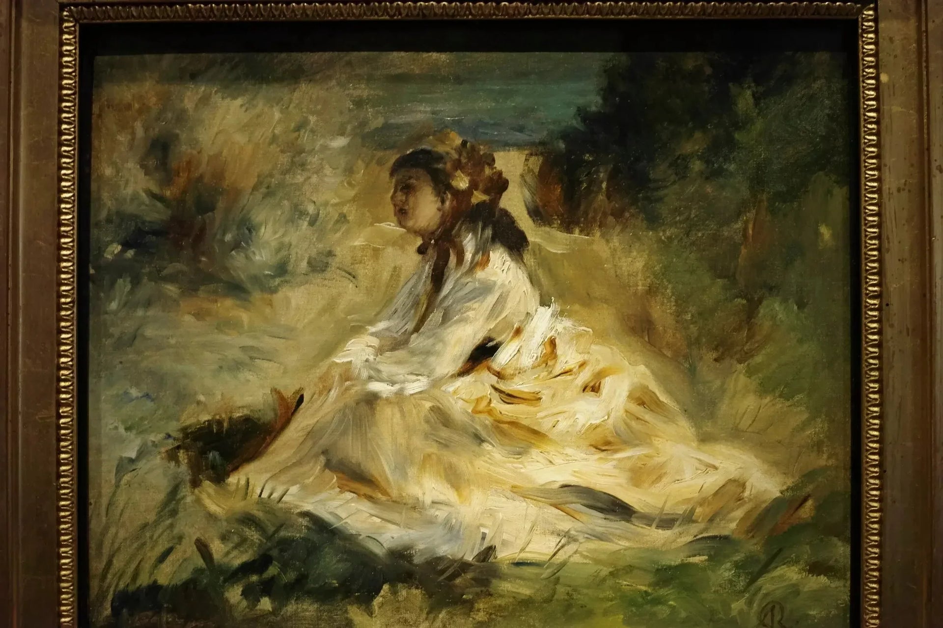 Une femme sur l'herbe (Lise Tréhot) - Pierre-Auguste Renoir image 1 copie de tableau peinte à la main