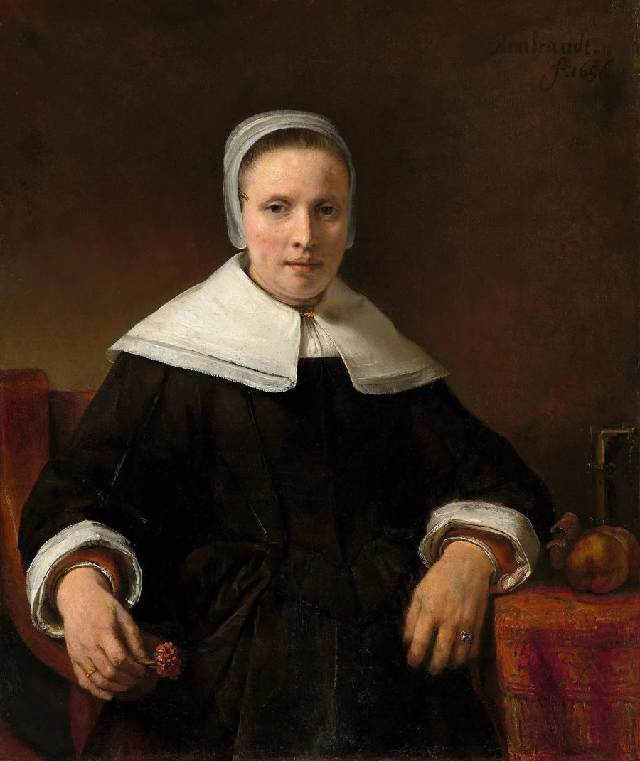 Eine Frau mit einer Rose - Rembrandt