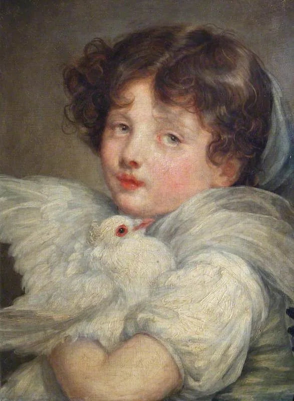 Ein Mädchen mit einer Taube - Jean-Baptiste Greuze