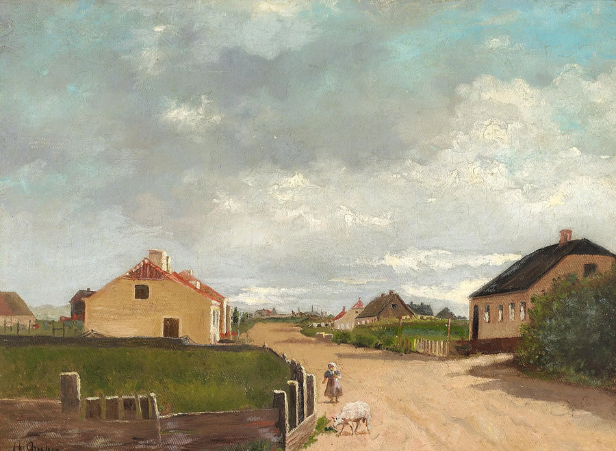 Ein Mädchen in einer Straße in Skagen. - Anna Ancher