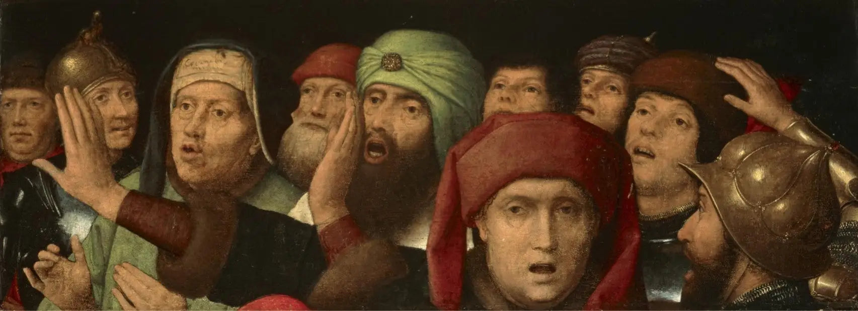 Une foule moqueuse : fragment d'une moquerie du Christ - Hans Memling image 1 reproduction de peinture à l’huile