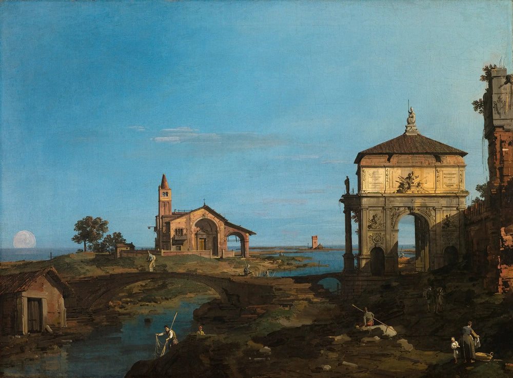 Une île de la lagune avec une arche et une église - Canaletto image 1 reproduction réalisée par Alpha Reproduction