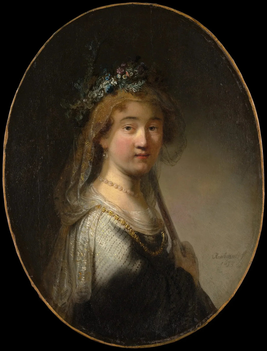 Eine junge Frau in einer Bergère („Saskia in Flora“) - Rembrandt