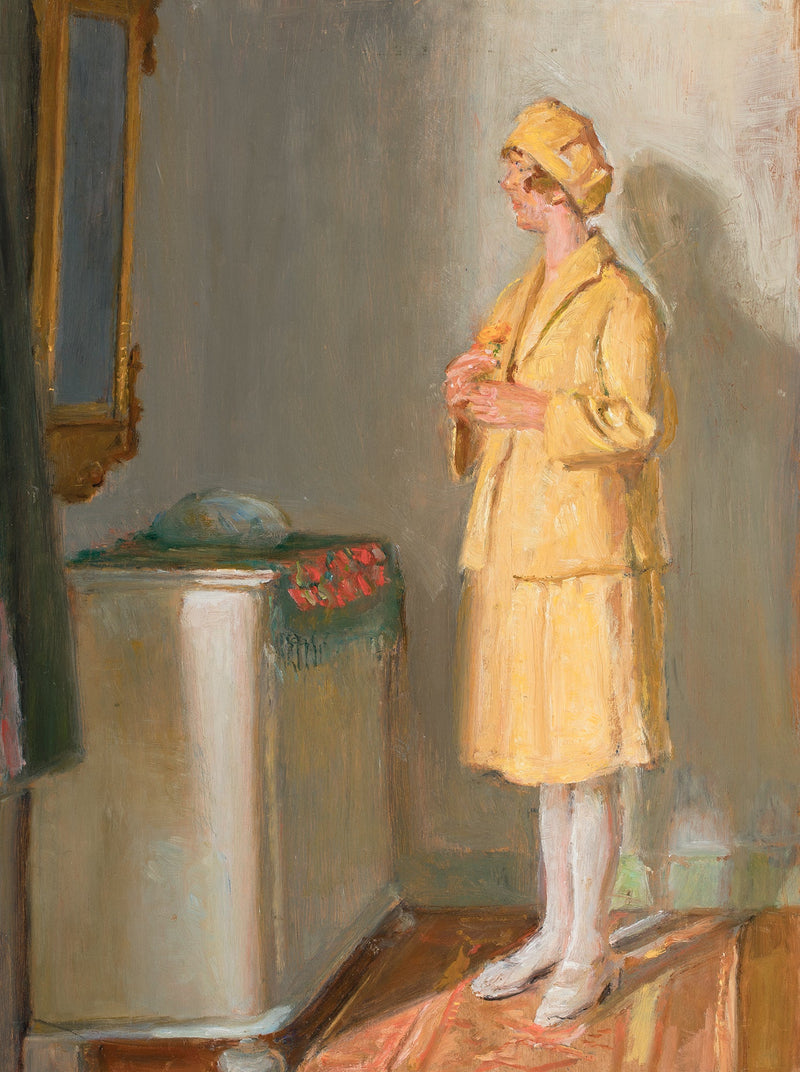 Eine junge Frau betrachtet sich im Spiegel. – Michael Peter Ancher