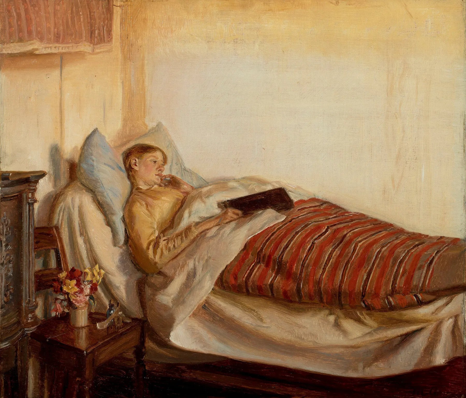Une jeune femme, Tine Normand, est malade. - Michael Peter Ancher image 1 copie de tableau peinte à la main