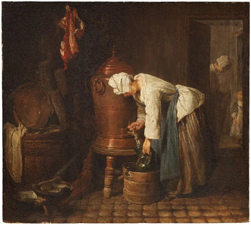 Ein junges Mädchen, das Wasser aus einem Brunnen zieht - Jean Siméon Chardin