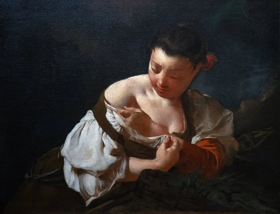 Eine Bäuerin, die eine Flöhe fängt - Giovanni Battista Piazzetta