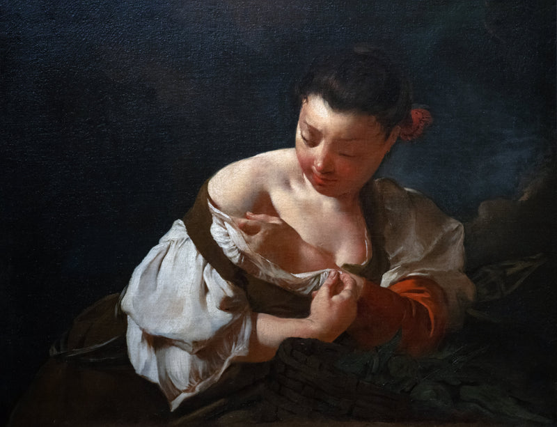 Eine Bäuerin, die eine Flöhe fängt - Giovanni Battista Piazzetta