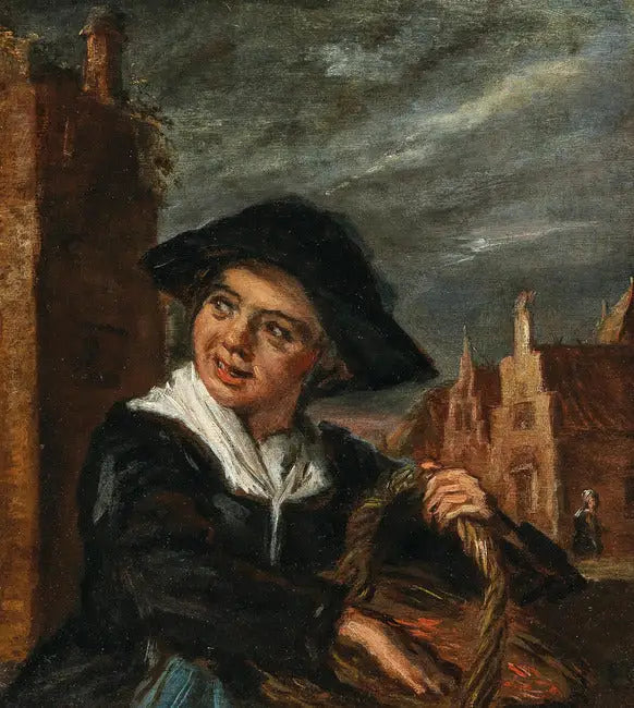 Eine Fischerin vor einem Stadtplatz - Frans Hals