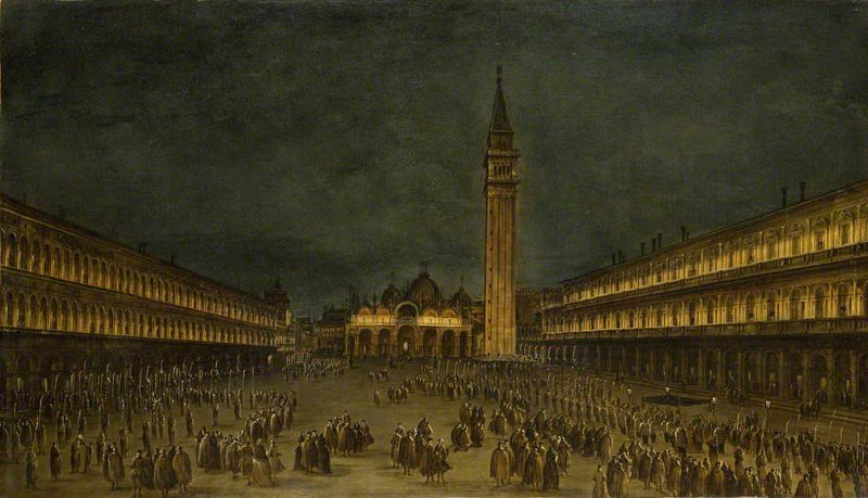 Eine nächtliche Prozession auf dem Markusplatz - Francesco Guardi