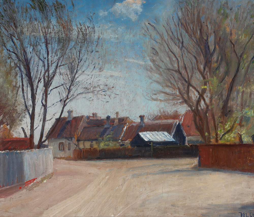 Une scène de Brøndumsvej à Skagen. - Michael Peter Ancher image 1 reproduction artisanale de tableau