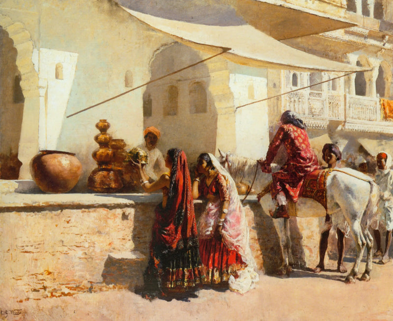 Eine Straßenszene auf dem Markt, Indien - Edwin Lord Weeks
