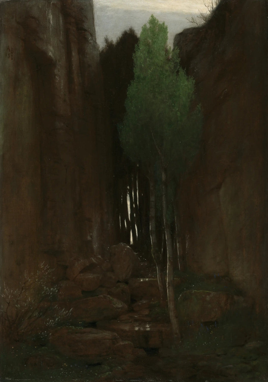 Eine Quelle in einer engen Schlucht - Arnold Böcklin