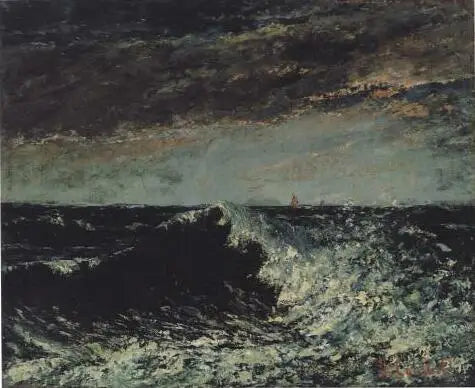 Une vague se brisant sous les nuages d'orage - Gustave Courbet image 1 reproduction de peinture à l’huile