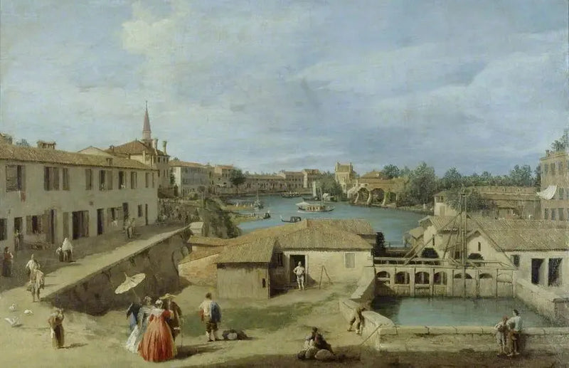 Eine Ansicht von Dolo auf den Kanal der Brenta - Canaletto