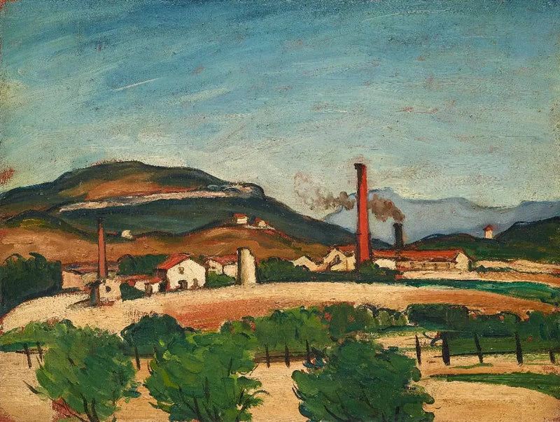 Fabriken in der Nähe des Mont de Cengle - Paul Cézanne