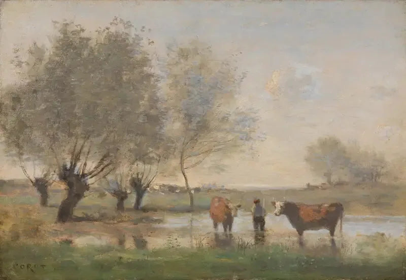 Kühe in einer sumpfigen Landschaft - Jean-Baptiste Camille Corot