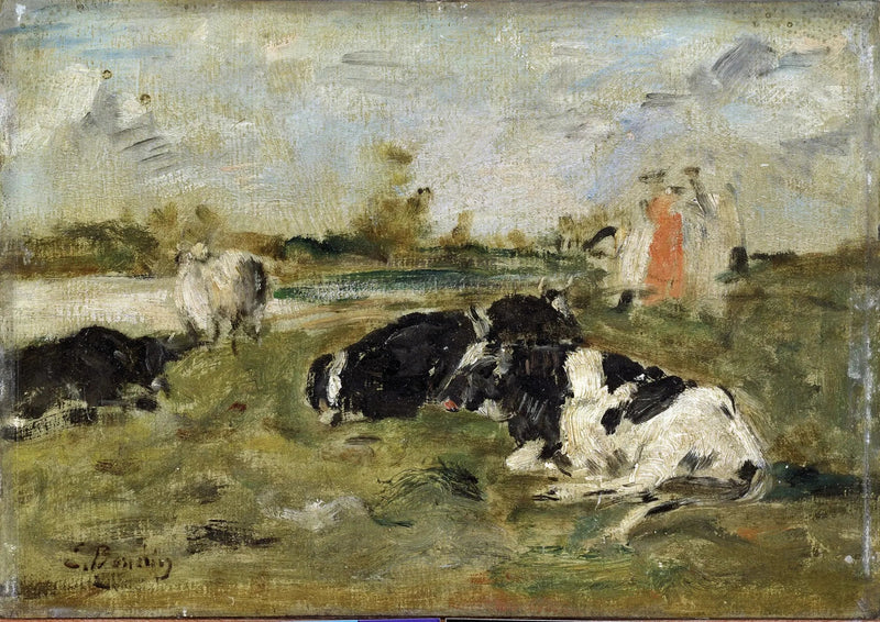 Kühe auf einer Wiese - Eugène Boudin