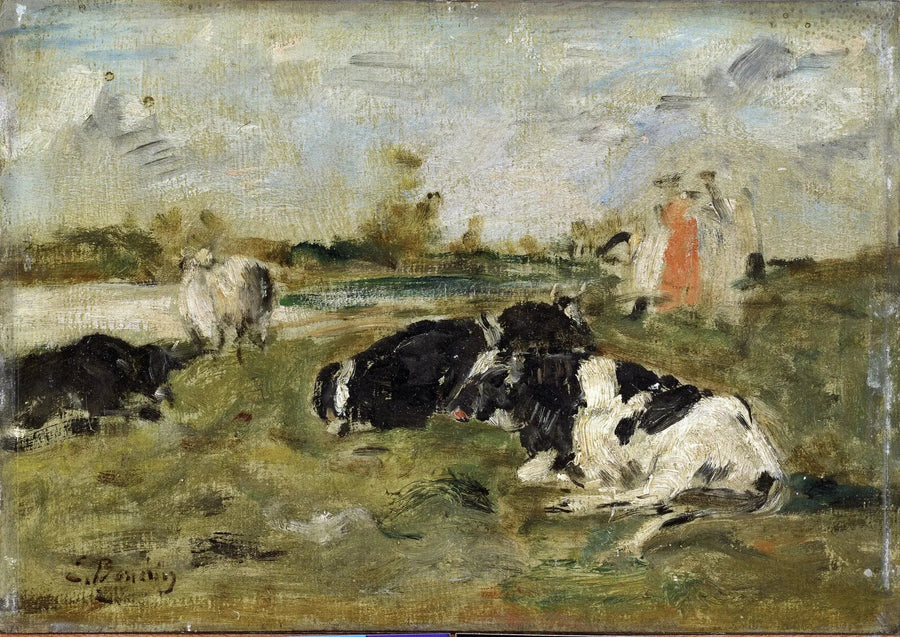 Kühe auf einer Wiese - Eugène Boudin
