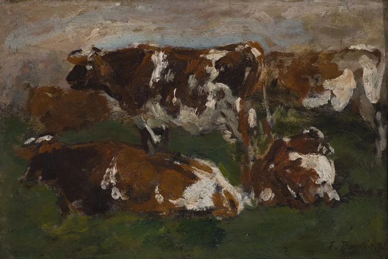 Kühe entlang der Touques - Eugène Boudin