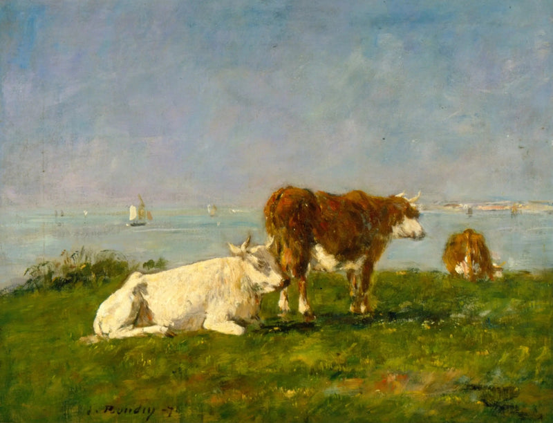 Kühe weiden am Meer - Eugène Boudin