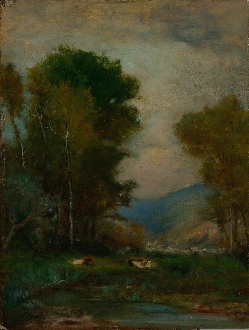 Kühe in der Nähe eines Bachs - George Inness