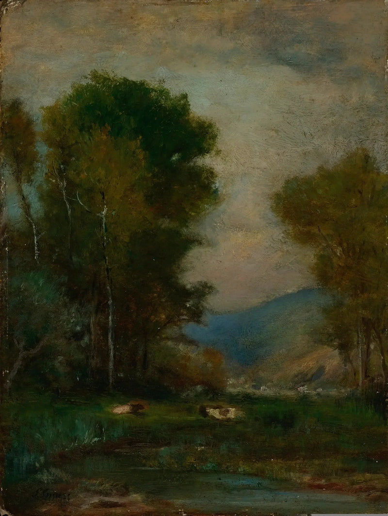 Kühe in der Nähe eines Bachs - George Inness