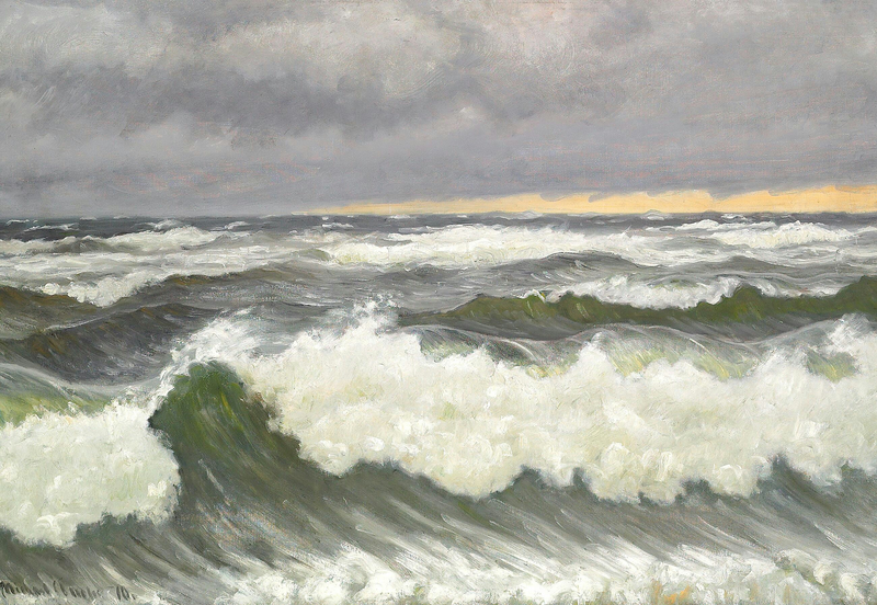 Brechende Wellen an einem Regentag, Skagen. – Michael Peter Ancher
