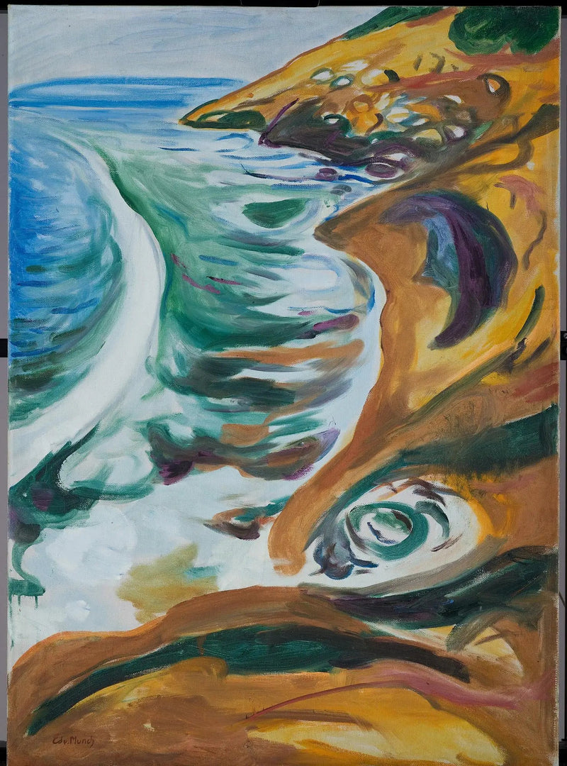 Wellen, die gegen die Felsen schlagen - Edvard Munch