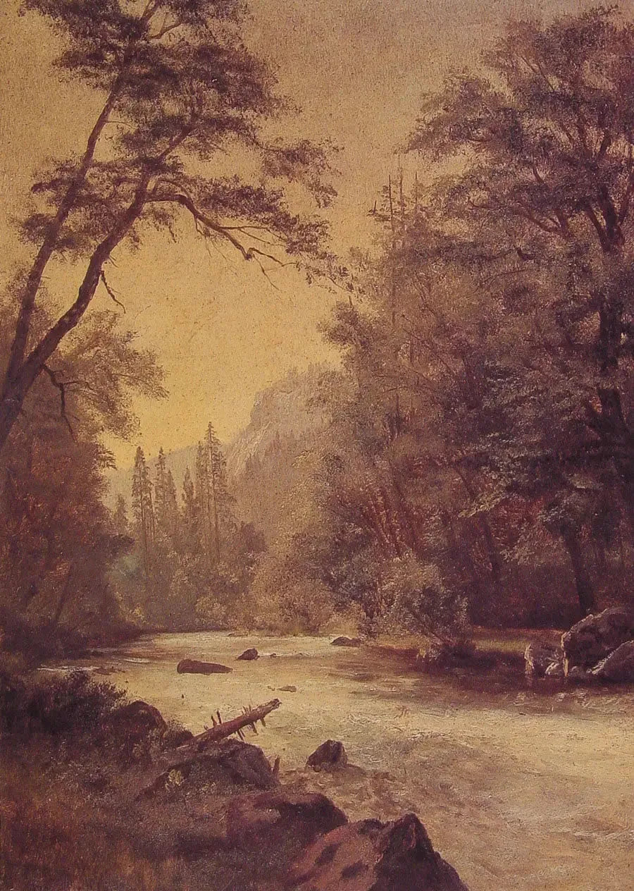Vallée inférieure de Yosemite - Albert Bierstadt image 1 reproduction d’œuvre d’art à l’huile