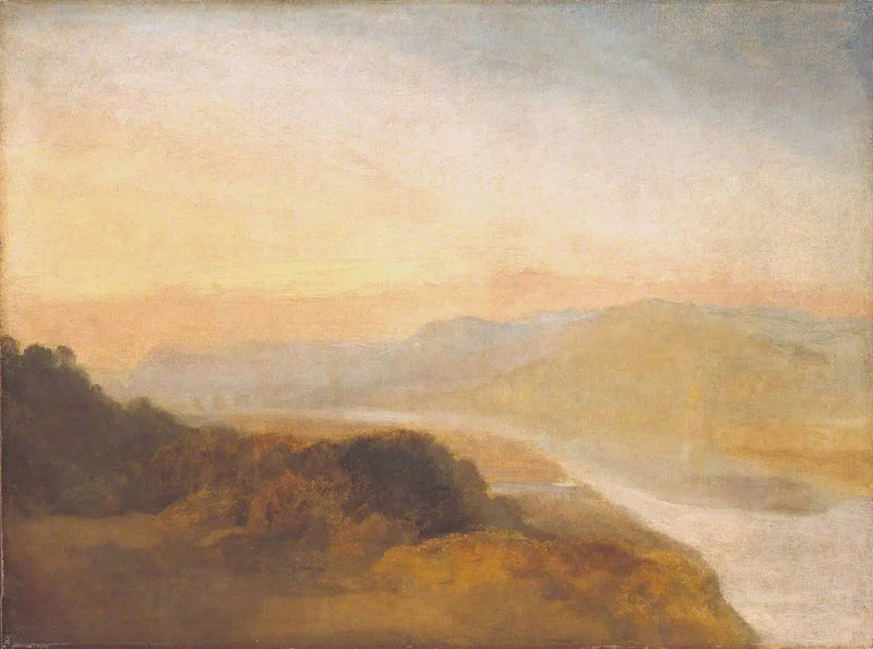 Tal mit einer fernen Brücke und einem Turm - J. M. W. Turner
