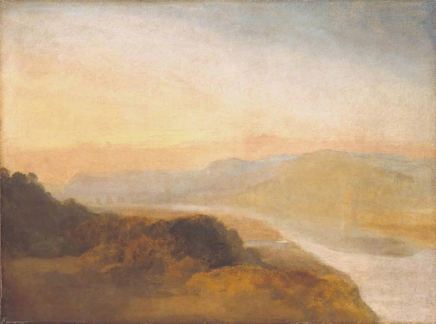 Tal mit einer fernen Brücke und einem Turm - J. M. W. Turner