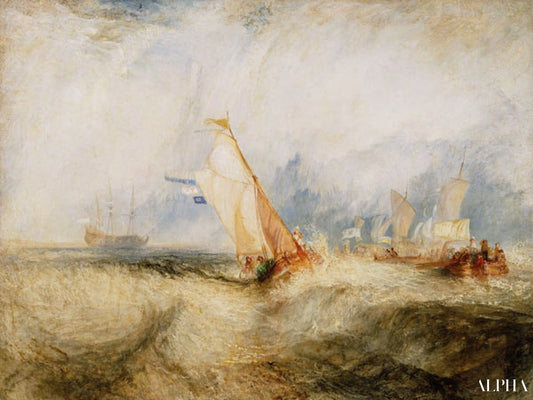Van Tromp en train de faire plaisir à ses maîtres les navires en mer en train de se mouiller - William Turner - Reproductions de tableaux et peintures haut de gamme