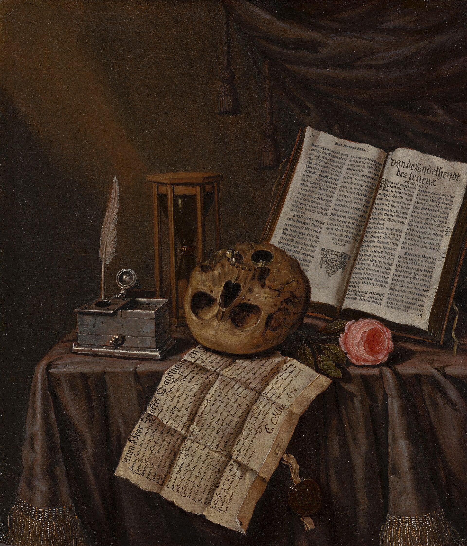 Vanité avec livres, instruments de musique et crâne - Edwaert Collier