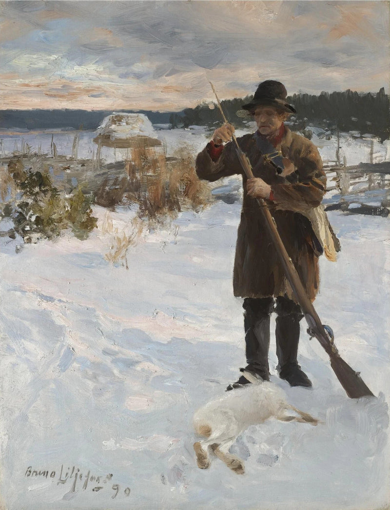 Vördshusarn, Bauernjäger in einer Winterlandschaft – Bruno Liljefors