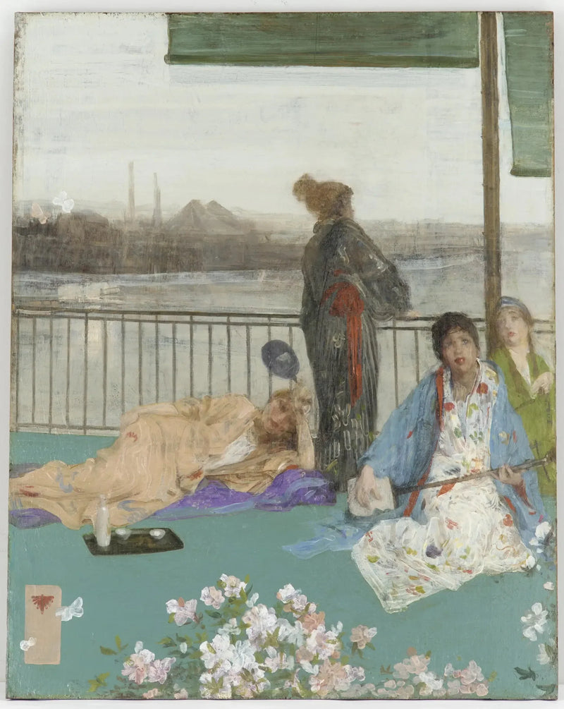 Farbvariationen von Hauttönen und Grün — Der Balkon - James Abbott McNeill Whistler