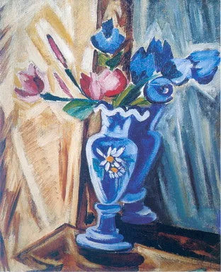 Vase bleu avec des fleurs - Olga Rozanova