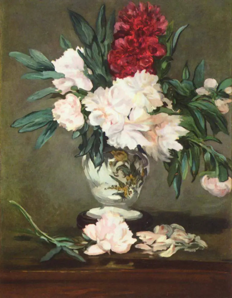 Vase mit Pfingstrosen auf Sockel - Édouard Manet
