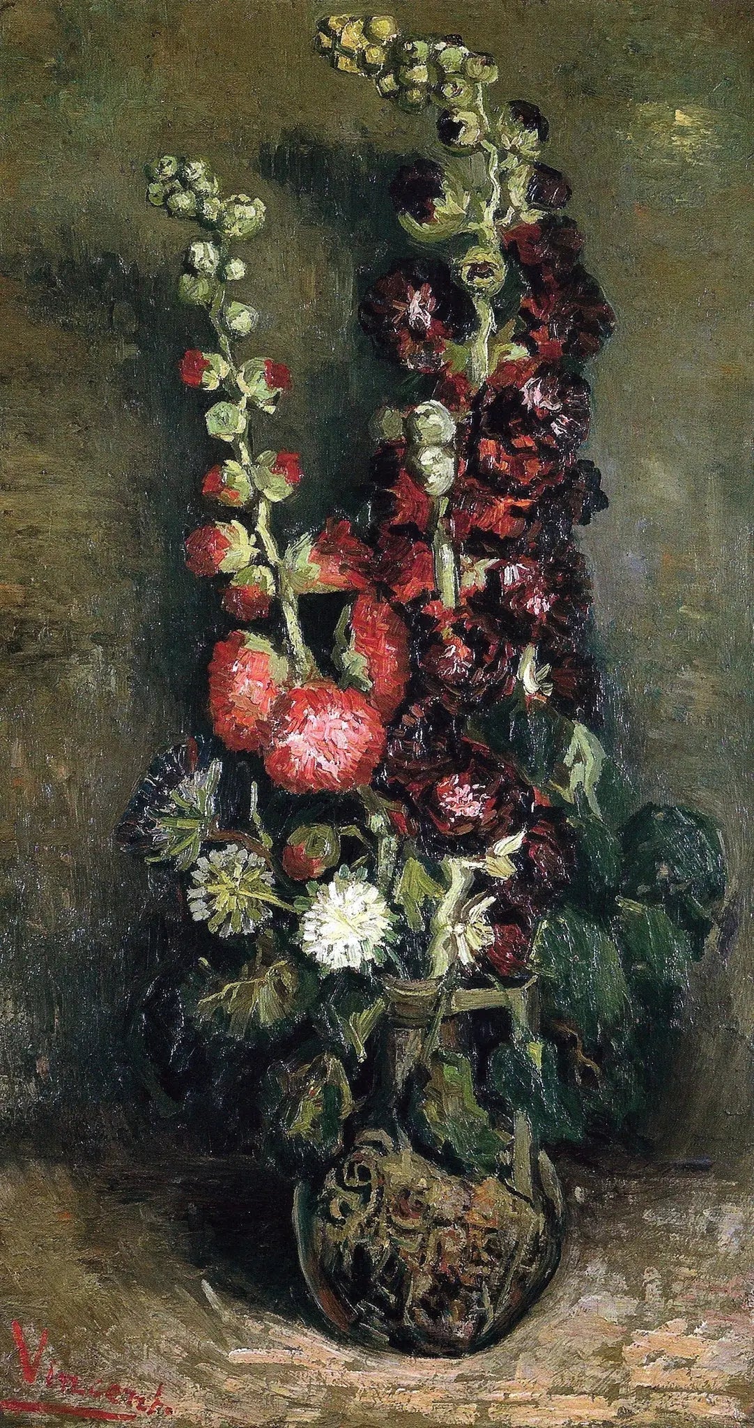 Vase de roses trémières - Vincent van Gogh image 1 reproduction réalisée par Alpha Reproduction