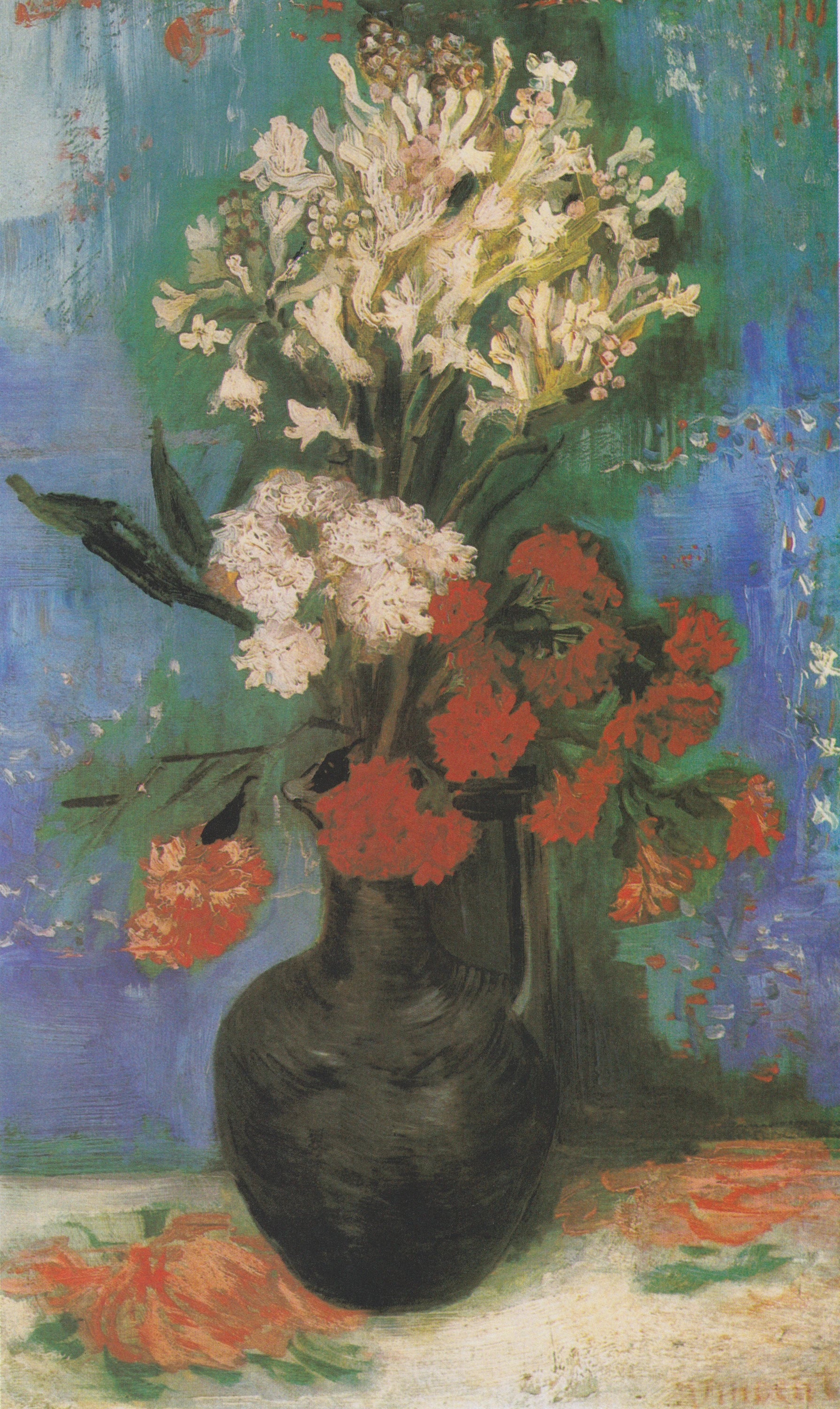Vase avec œillets et autres fleurs F596 — bouquet parisien peint par Vincent van Gogh